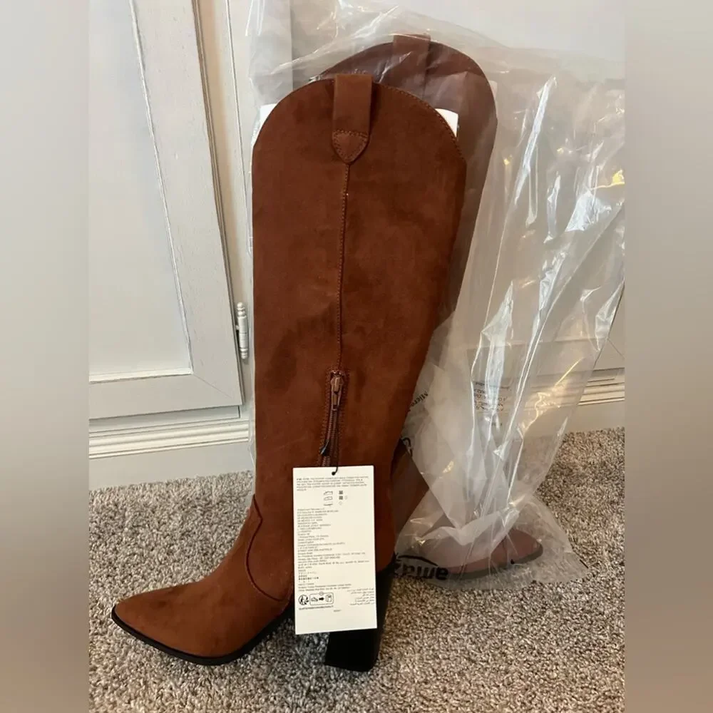NEW The Drop Women's Cassandra‎ Knee-High Western Boot size 6.5 Brown